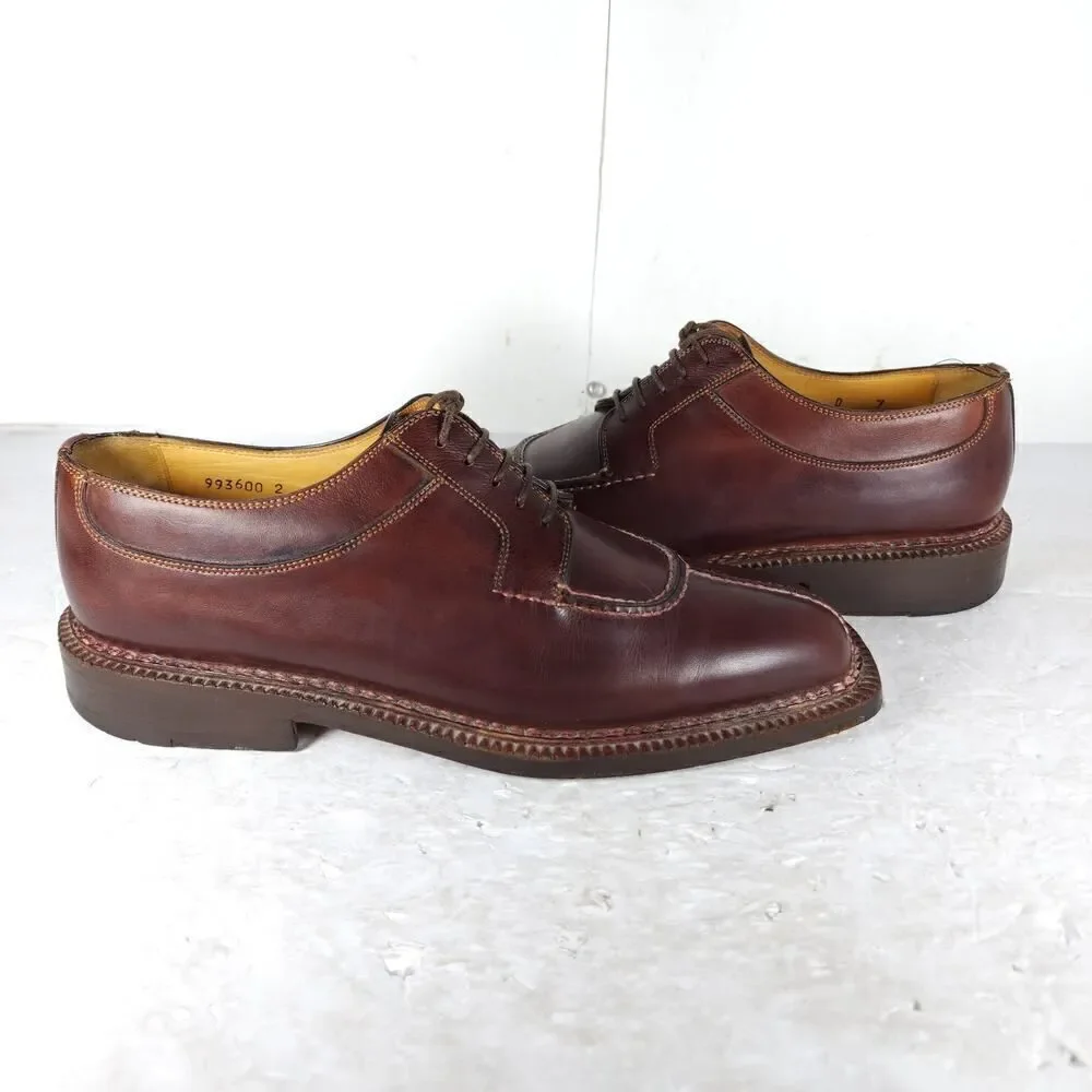 Santoni Men's US 7D Brown Leather Lace-Up Split Toe Derby Oxford Shoes